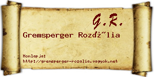 Gremsperger Rozália névjegykártya